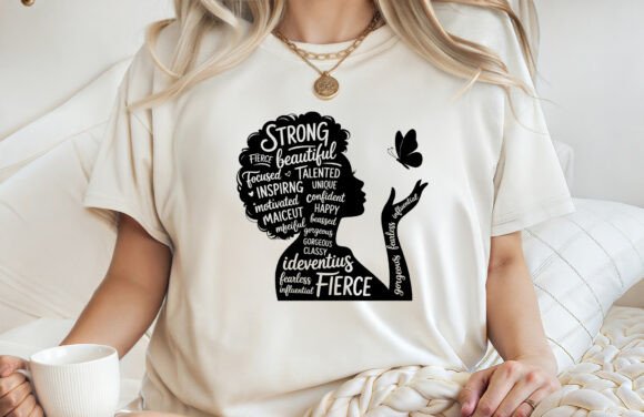 Afro Black Woman T-shirt Design PNG