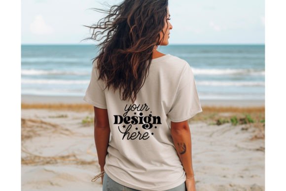 Back Natural Bella Canvas 3001 Mockup 45 Graphics