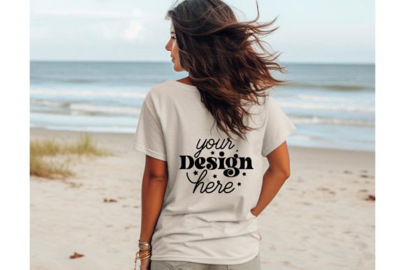Back Natural Bella Canvas 3001 Mockup 47 Graphics and T-Shirts