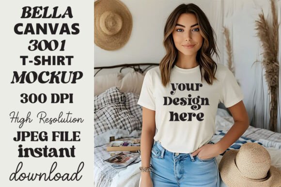 Bella Canvas 3001 T-shirt Natural 6: Graphics & Product Mockups