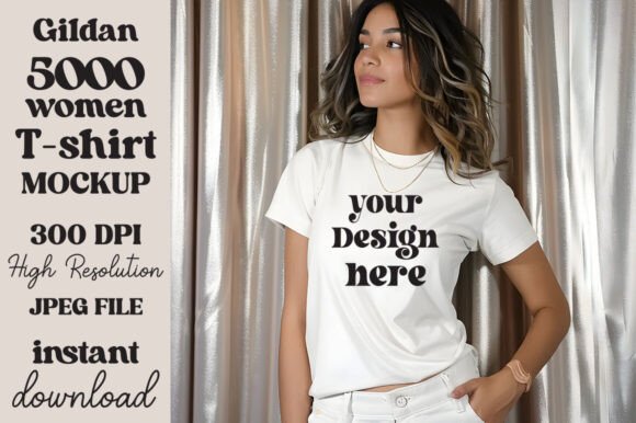 Gildan 5000 Natural T-shirt Mockup 23