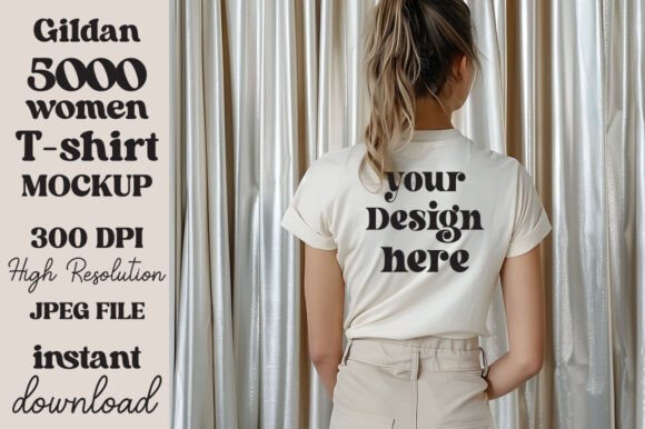 Gildan 5000 Natural T-shirt Mockup 45: Graphics for Product Mockups