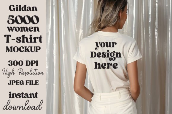 Gildan 5000 Natural T-shirt Mockup 47