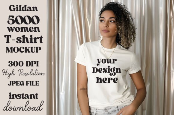 Gildan 5000 Natural T-shirt Mockup 9: Graphics for Product Mockups