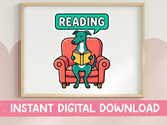 Reading Greyhound in Armchair Sticker: Graphics for T-Shirt Designs