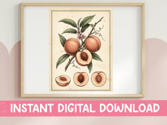 Vintage Peach Botanical Illustration